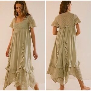 Free People Maxi Dress Bohemian Bring The Romance Midi Oversized XS